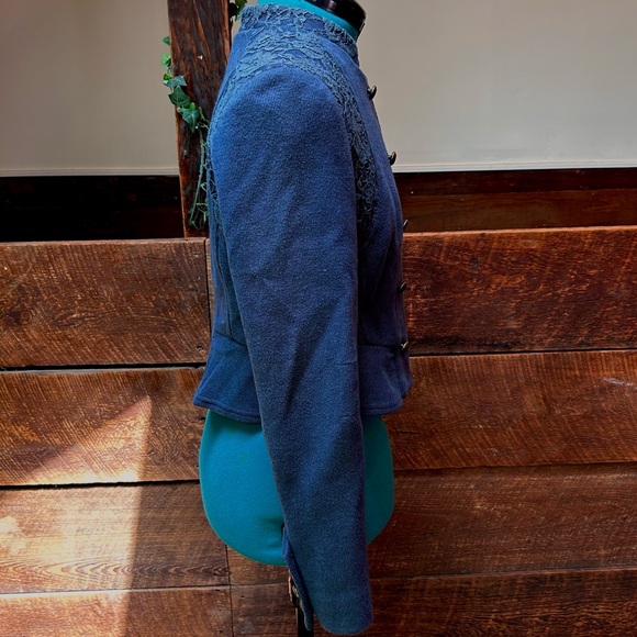 Free People Double Breasted Military Blazer Jacket w/ Lace Panels We The Free - Picture 9 of 13